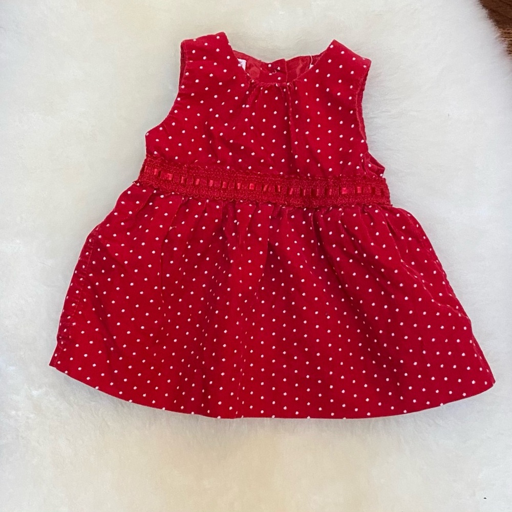 Osh Kosh B’gosh red dot corduroy jumper. 6m (3-6). EUC